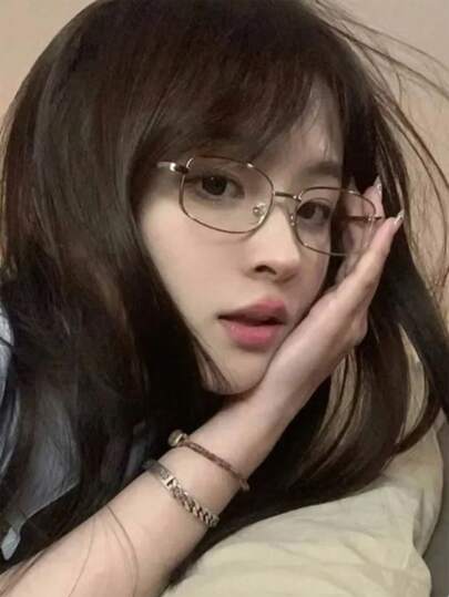 Y2K 复古小方框眼镜 女士金属轻便老花镜 免妆装饰眼镜