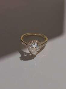 1 pezzo Anello a forma di goccia in argento sterling 925 stile classico alla moda, regalo per San Valentino, Natale, compleanno per coppie, elegante regalo con ciondolo per le donne