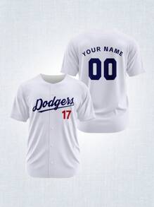 Customized T-Shirt, Breathable & Quick-Dry 210g Sports Tee Shirt For Men, Team/Club Training Baseball Jersey With Name, Number, Logo Printed On Front & Back, Comfortable & Fit, White Color, Suitable For Casual, Party, Daily Wear In Spring/Summer,Stylish,Fashion,Hipster,Casual,Minimal Chic,Personalized,Customized,Custom,Unique,Guy Costumes,Capsule Wardrobe,Men Basic/Street Style,Ideal Gifts For Him,Boyfriend,Family,Friends,For Birthdays,For Vacation/Holiday,For School/Competition,For Sports/Climbing,Summer Shirts