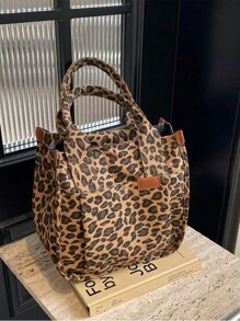 Fashionable Leopard Print Women's Handbag With Multiple Pockets, Mommy Bag - Multicolor - View 1