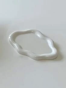 1pc Cloud Shaped Ceramic Tray, Jewelry Makeup Trinkets Storage Tray, Home Room Office Decor, Mother's Day Spring Gift