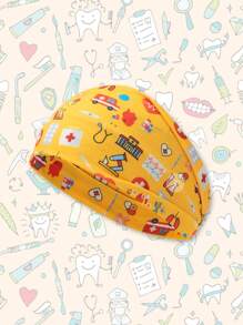 1pc Stretchable Women Medical Anti-Pressure Button Face Mask, Electrocardiogram Medical Equipment & Stethoscope Print Sports Sweatband, Unisex Breathable Anti-Slip Headband For Exercise