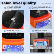 Lámpara de uñas LED UV inalámbrica, luz de esmalte de gel para secado de uñas recargable de 60 W, sensor inteligente, pantalla LCD, base desmontable, luz LED portátil para uñas con 30 cuentas y 4 configuraciones de temporizador para salón y hogar