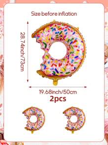 2/4 个甜甜圈形铝箔气球 - 甜甜圈糖果，适合生日派对、甜点主题派对、周年纪念用品、家居装饰 - 彩色 - 查看 12