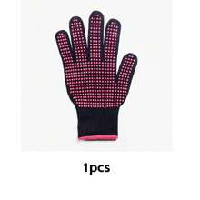 1 双带硅胶凸起的耐热手套，专业耐高温手套，适用于美发工具、卷发器/拉直器、吹风机，玫瑰红色 - 玫紅色[1只] - 查看 8