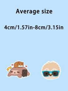 50PCS Cute Cartoon Sloth Stickers, Waterproof PVC Material, Suitable For Helmet Decoration, Scrapbooking, Car Decor, Party Decoration, Labels, Laptop, Luggage, Guitar, Water Bottle, Phone Case, Urban Youth Decoration