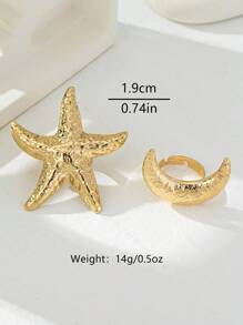 1 pieza Anillo de moda con forma de luna creciente dorada exagerada, apto para fiestas, festivales, celebraciones, Eid Al-Fitr