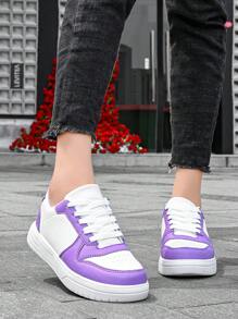 Unisex Casual Lightweight Non-Slip Breathable Youth Low Top Sneakers, Flat Sports Shoes For Spring/Summer - Purple - View 3