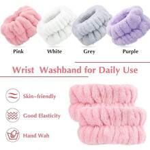 2 件装洗脸腕带吸水运动汗水擦拭手环发带防潮袖套护腕 - 彩色 - 查看 4