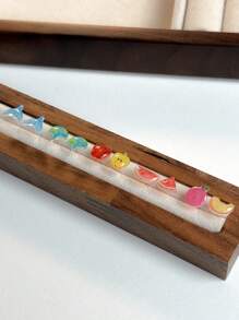 5 paires de boucles d'oreilles à tige mignonnes et délicates en résine avec design de fruits et de queues de poisson, parfaites pour les vacances, les voyages et le port quotidien