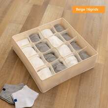 Foldable Fabric Grid Storage Box, Underwear Organizer Container For Socks, Bras, Panties, Closet Drawer Divider