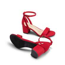 Women Chunky Low Heeled Sandals Open Toe Ankle Strap Block Heels Party Dress Wedding Sandals