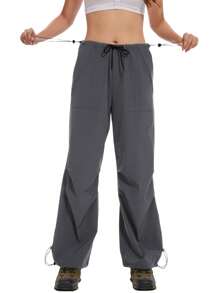 Waterproof Parachute Pants Womens Quick Dry Walking Hiking Cargo Pants With Pockets Lightweight - Dark Grey - View 4