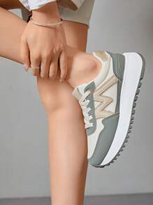 M Logo Women's Sneakers, Trendsetter - Army Green - View 1