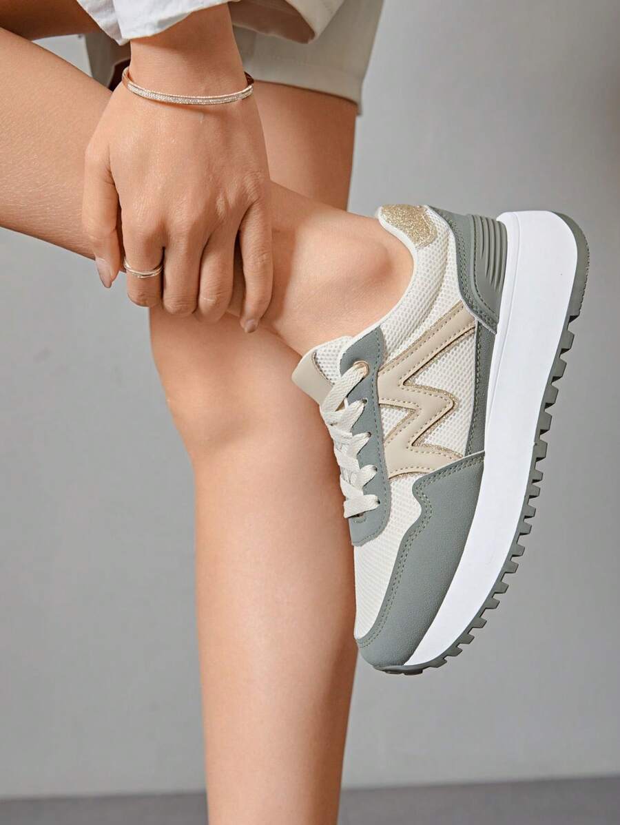 M Logo Women's Sneakers, Trendsetter - Army Green - View 1