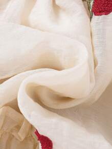 2025 Spring Summer New Princess Style Young Girl Cute Puff Sleeve Cherry Embroidery Delicate Princess Dress - Apricot - View 9