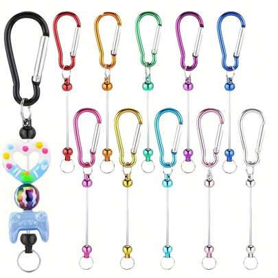 6/15 sztuk Kolorowy i modny 14,5 cm koralikowy brelok DIY Kit - z czerwonymi, czarnymi, srebrnymi, złotymi, fioletowymi kolorami, idealny do tworzenia wisiorków, stwórz spersonalizowane breloki na prezenty