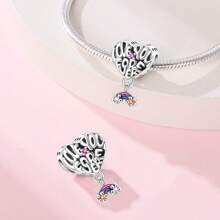 1 pieza Compañero permanente del amor, romántico rosa corazón de rosa de amor, lazo de amor, broche fijo, ramo de amor, gato y flor, cuentas de flor, colgante adecuado para pulsera de serpiente, collar, llavero, cuentas plateadas adecuadas para hacer joyería DIY, regalo de aniversario, Navidad, para chicas, pareja, regalo del Día de San Valentín