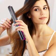 ANGENIL (EU) ANGENIL Chapinha e Modelador de Cabelo de Titânio 2 em 1, Chapinha Anti-Queimadura com Voltagem Dupla e Íons, com Esteira de Silicone Resistente ao Calor, Escovas de Limpeza Facial