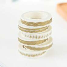 6pcs Style Random DIY Album Tape Subdivided Line And Paper Tape Hand Ledger Border Decorative Gold Tape Narrow, Suitable For DIY Albums, Notebooks, Collage Paintings-White. Suitable For Plastic Surfaces School Supplies, Back To School