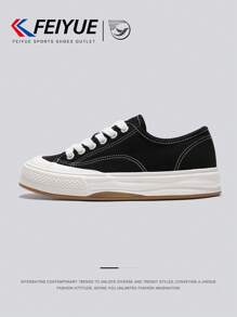 FEIYUE. 1 Pair Unisex Lace-Up Canvas Shoes, Casual Versatile Lightweight Breathable Shoes, Women Outdoor Low-Top Athletic Couple Sneakers