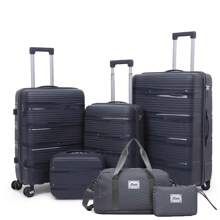 6pcs Set PP Zipper Fashion Travel Trolley Suitcase Unique Highly-Rated Luggage With Spinner Wheels + Travel Bag, Suitable For Teens, Casual Outdoor, Athletic, Vacation, Travel, Graduation Gifts, Birthday Outfit Accessories