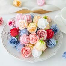 5PCS/10PCS Artificial Silk Rose Head, Rosebud Rose Flowers Bouquets Room Decor Fall Decor Bouquets Fake Plants For Centerpieces For Spring Autumn Decorations Wedding Vase For Home Dining Room Bedroom Decorations, Festival Birthday Party Accessories, Outdoor Garden Decorations Gifts Graduation