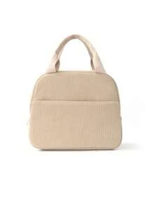 1pc Embroidery Customization Corduroy Lunch Bag, Solid Color Simple Insulated Lunch Bag, School Lunch Box, Food Bag, Casual Picnic Bag, Camping Bag, Cooler Bag, Suitable For Office, School, Leakproof, Portable Large Capacity, Suitable For Travel Picnic, Contracted,Funny,Kawaii,Y2K,Minimalist,Commuting,Business Casual,Basics,Custom,Personalized,Unique,Customized,For Anniversaries,For Birthdays,For Holiday/ Vacation,For Outdoors/Outings/Travel/Hiking/Stadium/Sports/Climbing,For Business/Commute/Work/Office,Travel,School Supplies,Back To School,School Gift,For Office,For School,For Classroom,For Teacher Gifts,For University,For Colleague,For Dorm Rooms,For Teacher,For Boys And Girls,For Teenagers,Junior High School Students,Middle School Students,High School Senior High School Students,College Students,University Students,Freshman,Sophomore,Underclassmen