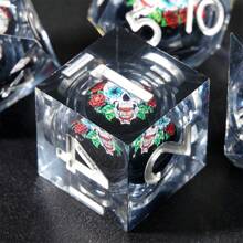 Set de 7 dados de resina con bordes afilados de temática de esqueletos de D&D para juegos de rol, juegos de dados - Regalo