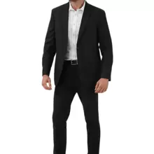 Slim Fit Business Suit, Complete Executive Standard (Pants + Blazer) - Immediate Shipping - Black - View 1