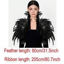 羽毛披肩围巾人造羽毛上衣斗篷披肩肩披肩朋克哥特锐舞舞节领口带袖口节日羽毛肩章装扮配饰 - A - 查看 6