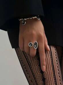 1 Stück minimalistischer asymmetrischer ovaler Kristall-Lässig ring, Geschenk für Studenten, beste Freunde, Party