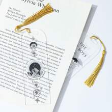 1/2pcs New Exquisite Mountain Moon And Dragon Wing Pattern Charming Transparent Acrylic Tassel Bookmarks, Creative Exquisite Transparent Bookmarks For Book Lovers, For Family And Friends Of The Exquisite Cultural And Creative Bookmarks Gifts,School Supplies,Back To School - one-size - View 6