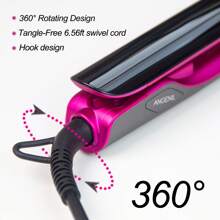 ANGENIL (EU) ANGENIL Chapinha e Modelador de Cabelo de Titânio 2 em 1, Chapinha Anti-Queimadura com Voltagem Dupla e Íons, com Esteira de Silicone Resistente ao Calor, Escovas de Limpeza Facial