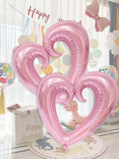 Mtrong Te 2Pcs 36inch Large Pink Red Hook Heart Foil Balloon Happy Birthday Party Wedding Decorations Helium Air Balloon