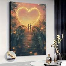 Lovers Love Canvas, Valentine's Day Decoration-1 Pc Wooden Framed Canvas Painting -  Thickness 2.25cm/0.9inch,Valentine's Day Decorations At Home,Valentine's Day,New Year,Home Gift Decoration, Room Decoration Aesthetic, Wall Decoration Art, Perfect Gift, Autumn And Winter Wall Decoration, Living Room Decoration, Bedroom Decoration, Kitchen Decoration, Entry Decoration, Bathroom Decoration, Direct Wall Painting, High Quality Wall Painting Poster ,Easter  Easter Decorations For Women - Multicolor - View 4