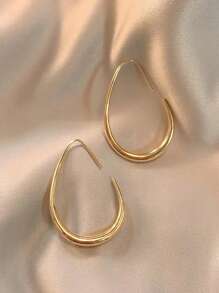 1 Pair Stylish Korean Minimalist Luxury Plated Gold Peanut Earrings, Suitable For Women To Wear In Daily Life, Parties, Gifts For Valentine's Day,Mom,Mother,Mother's Day,Gift
