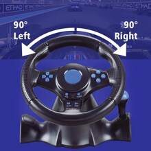 Volante de carreras con controlador de vibración y pedal para N-intendo Switch, PS4, X-box One y simulador de juegos de PC. - Negro - Ver 4