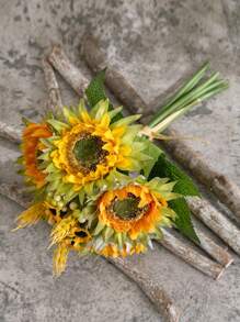 Artificial Sunflower Bouquet, Silk Sunflowers Fake Yellow Flowers For Home Decoration Wedding Decor, Artificial Sunflowers Bouquet Fake Flower Bouquet With Sunflowers For Bridal Bouquets Wedding Centerpieces Decor Party, DIY Wedding Bouquets Baby Shower Outdoor Indoor Decoration Gifts Birthday Graduation