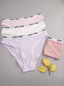 4pcs Women Multicolor Simple Sports Style Comfy Breathable Cute Panties