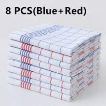 1/2/4/6/8/12 pièces Serviettes de cuisine ultra-douces, super absorbantes, à motifs carreaux et rayures, chiffons à vaisselle rouges / bleus / noirs, parfaits pour la maison et la salle à manger