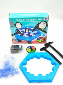 1 Set de juguetes rompehielos de rescate de pequeños pingüinos de colores aleatorios, juego de rompecabezas y entrenamiento del pensamiento para niños y padres e hijos - Azul - Ver 4