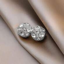 2 piezas Elegantes Clips magnéticos de oreja con bola de cristal de lujo para mujeres, con gran zirconia, para uso sin perforación