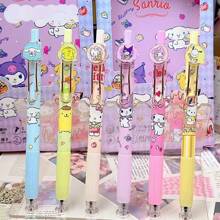 Sanrio 6pcs Sanrio Cartoon Cute Press Neutral Pen Quick Drying Easy Writing Student Girl Acrylic Patch Signature Pen Suitable For Office School Teachers And Students Holiday Birthday Beautiful Small Gifts