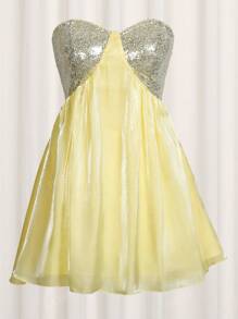 Abiti da sera da donna con paillettes, stile bandeau senza maniche, abito da festa