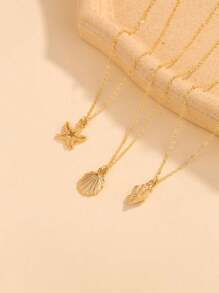 3 Pieces, Vacation Style, Ocean - Themed, Seashell & Starfish Pendant Necklaces For Women, Ideal For Beach Vacations, Poolside Parties, Tropical Getaways And Other Summer Outdoor Events - Multicolor - View 4