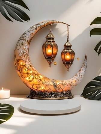 优雅的 2D 亚克力斋月装饰灯笼、月亮和灯笼主题桌面装饰摆件、亚克力倒计时日历、装饰性太阳捕手、办公室、家庭、桌面、窗户和户外装饰品 - 新年多功能艺术礼物，适合斋月庆祝活动、聚会、派对、生日和家庭聚会，装饰艺术风格