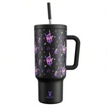 40 Oz Stainless Steel Large Capacity Water Cup, Coffee Mug, Silicone Seat Cushion Anti Slip Noise Reduction, 24-Hour Cooling, 8-Hour Insulation, Suitable For Car Cup Holders, Water Bottle, Gifts, And Travel - Rock Skeleton - View 2