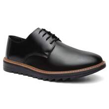 Kit Sapato Social Masculino Esporte Chique Derby Preto Sola Alta Tratorada Cadarço Calce Perfeito Numeração Especial 37 Ao 46 + Cinto E Cartira Masculino + Palmilha Brinde
