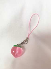 2pcs Cute Summer Holiday Peach&Grape Pendant Phone Hanger Earphone Strap For Daily Use And Gift For Friends Family